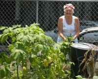 Ellen Lane volunteering in a Lower 9th Ward garden.