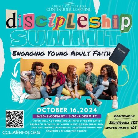 Graphic depicting information about Discipleship Summit 2024