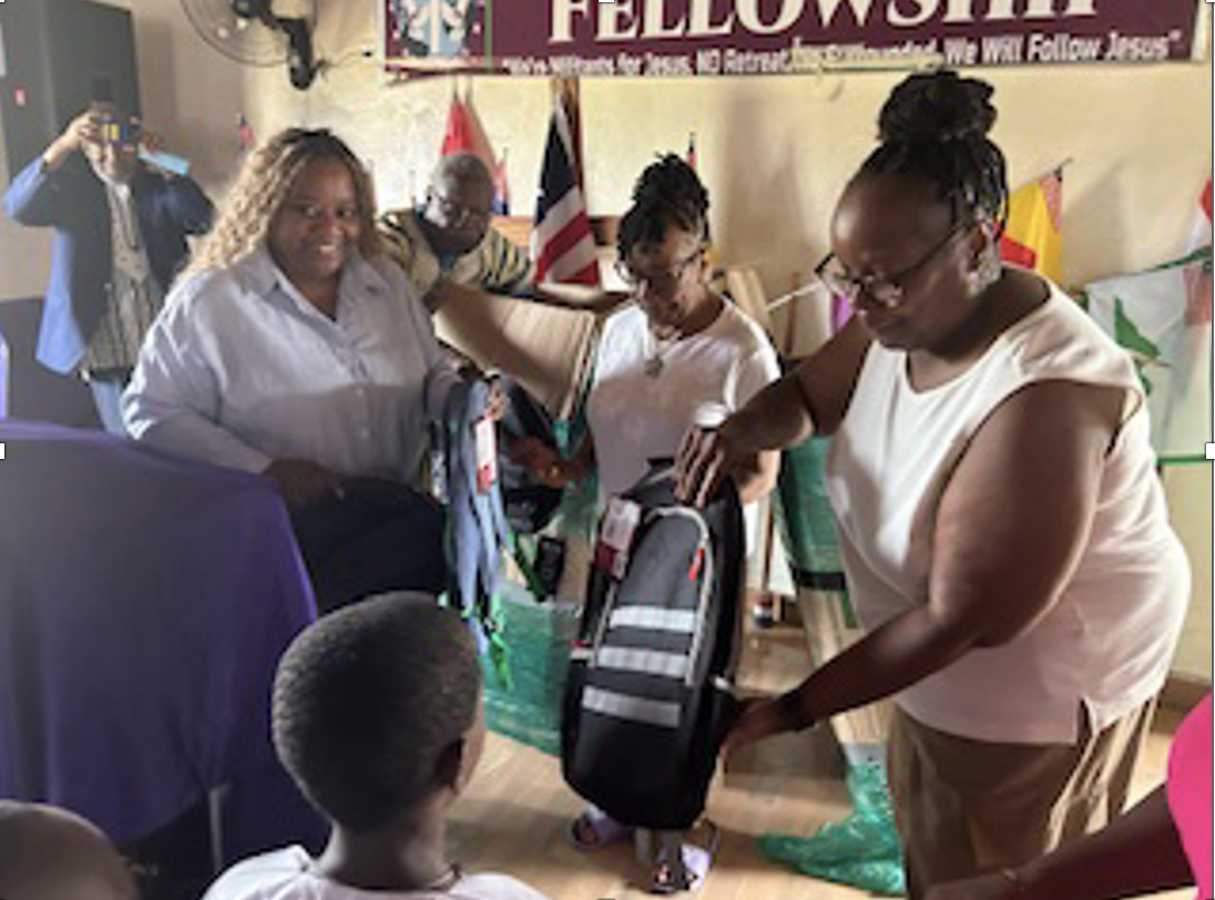 School supplies being distributed to Liberian school children.